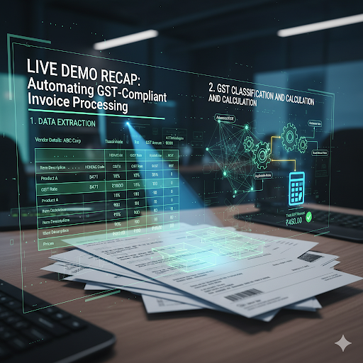 Illustration of live demo recap: automating gst-compliant invoice processing with valuedx
