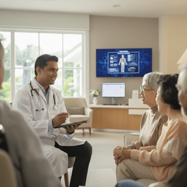 Illustration of predictive AI identifying potential skilled nursing claim denials before submission