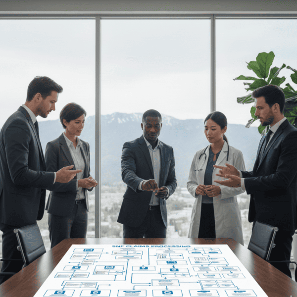 Illustration of AI and automation transforming SNF claims processing with real-time visibility