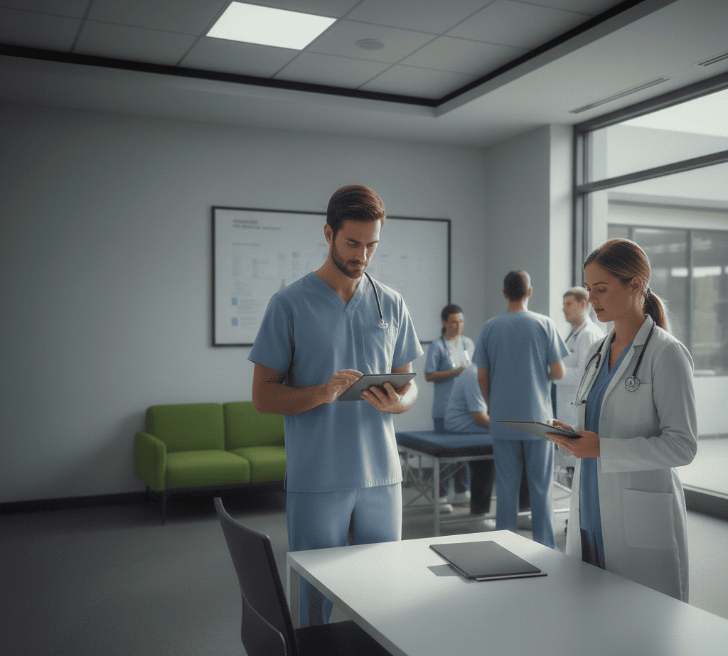 Illustration of AI and automation transforming skilled nursing facility claims processing