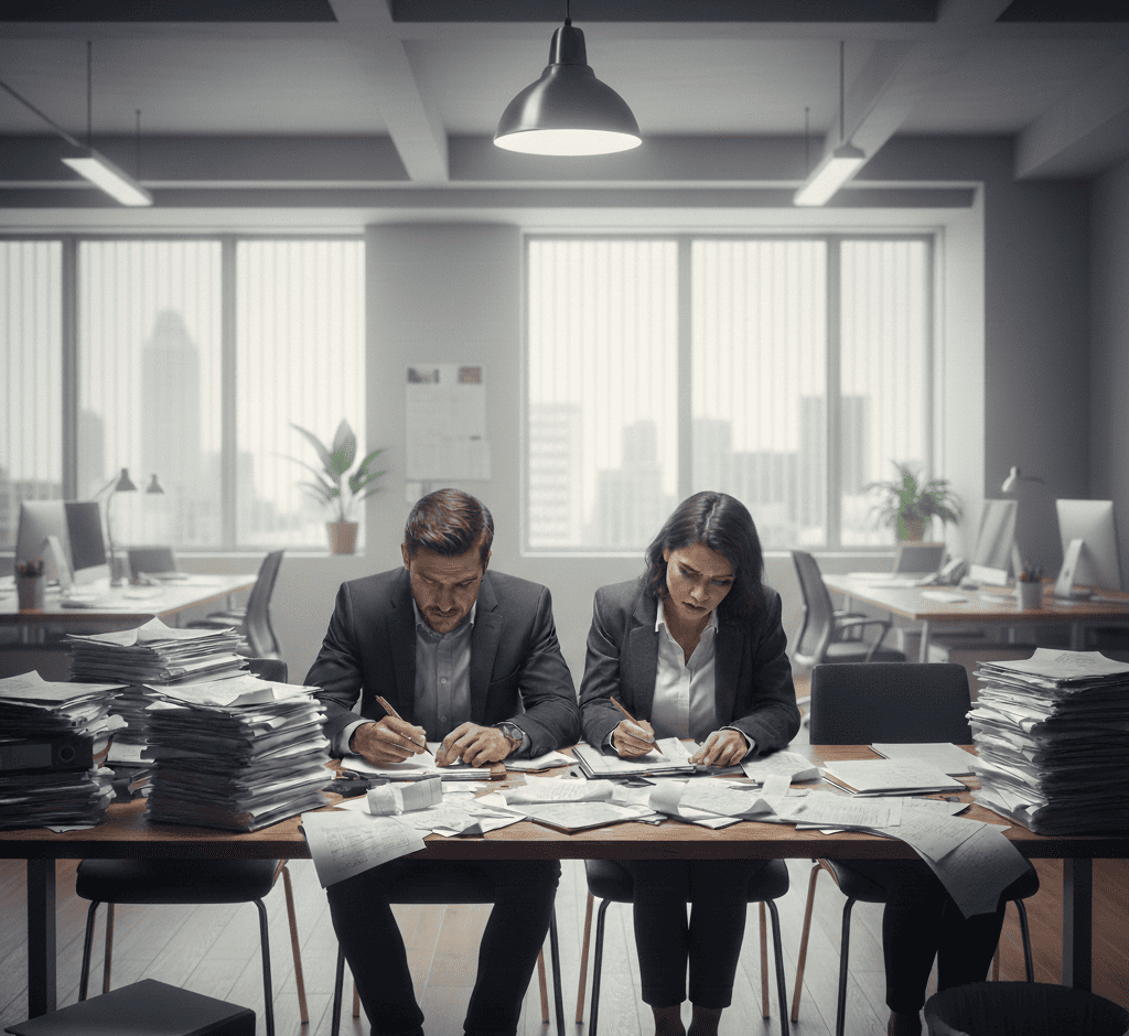 Illustration of invoice discrepancies caused by missing automated validation and 3-way matching