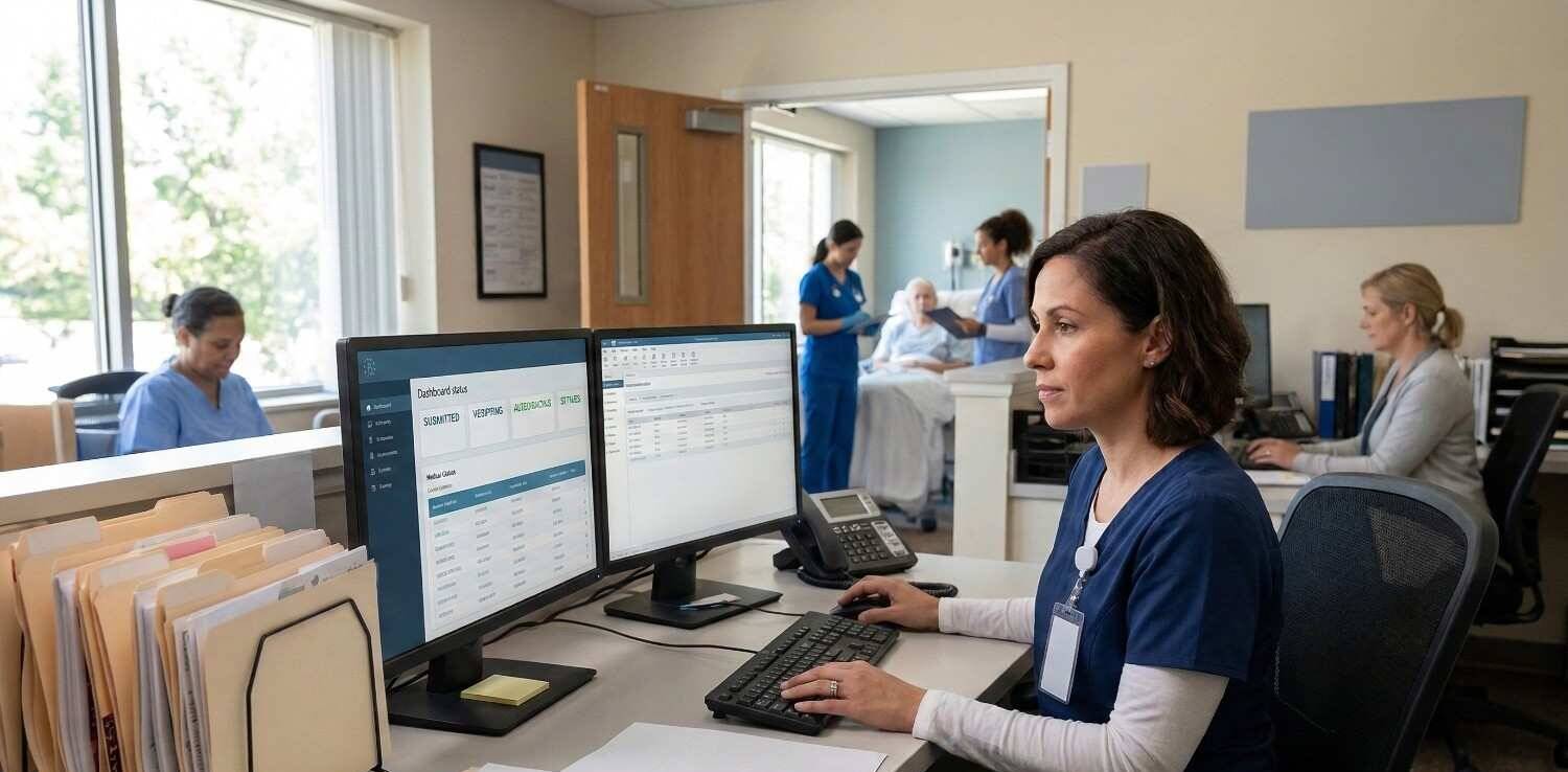 AI-powered claims processing automating SNF workflows from claim submission to payment settlement, improving revenue cycle efficiency and compliance.